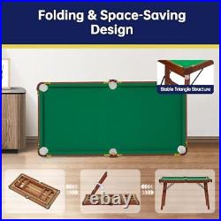 48-inch Folding Pool Billiard Table, Compact Mini Billiard Table with 2 Cue