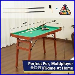 48-inch Folding Pool Billiard Table, Compact Mini Billiard Table with 2 Cue