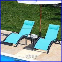 6pcs Adjustable Patio Chaise Lounge Chairs Table Set Outdoor Pool Recliner Chair