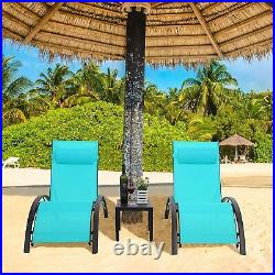 6pcs Adjustable Patio Chaise Lounge Chairs Table Set Outdoor Pool Recliner Chair