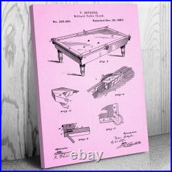 Pool Table Patent Canvas Print Billiard Room Decor Gifts For Men Game Room Decor