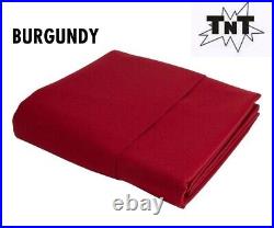 TNT Billiard Pool Table Felt Cloth withTeflon 8' Cut Bed & Rails Burgundy