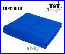 TNT Billiard Pool Table Felt Cloth withTeflon 9' Cut Bed & Rails EURO BLUE