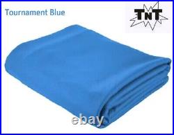 TNT Billiard Pool Table Felt Cloth withTeflon 9' Cut Bed & Rails Tournament Blue
